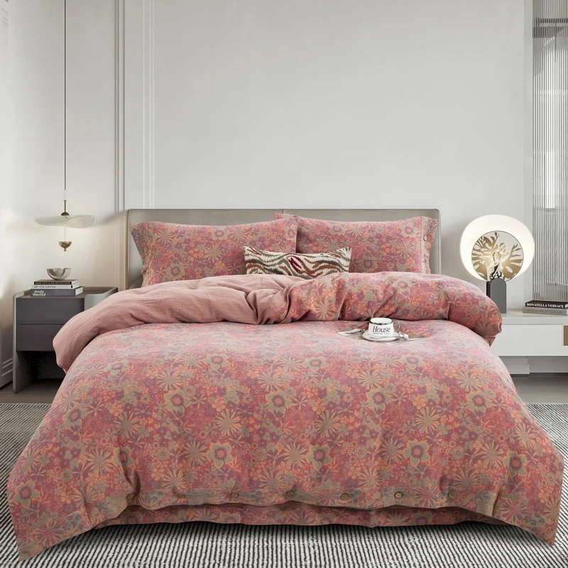 【双层纱四件套】全棉色织提花双层纱四件套 A类母婴级 法式复古风