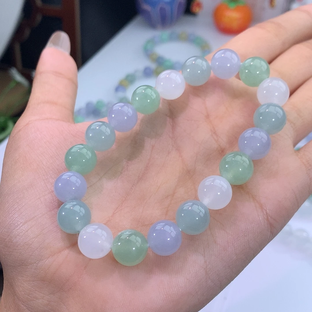 翡翠未镶嵌手链62号 清新马卡龙手串