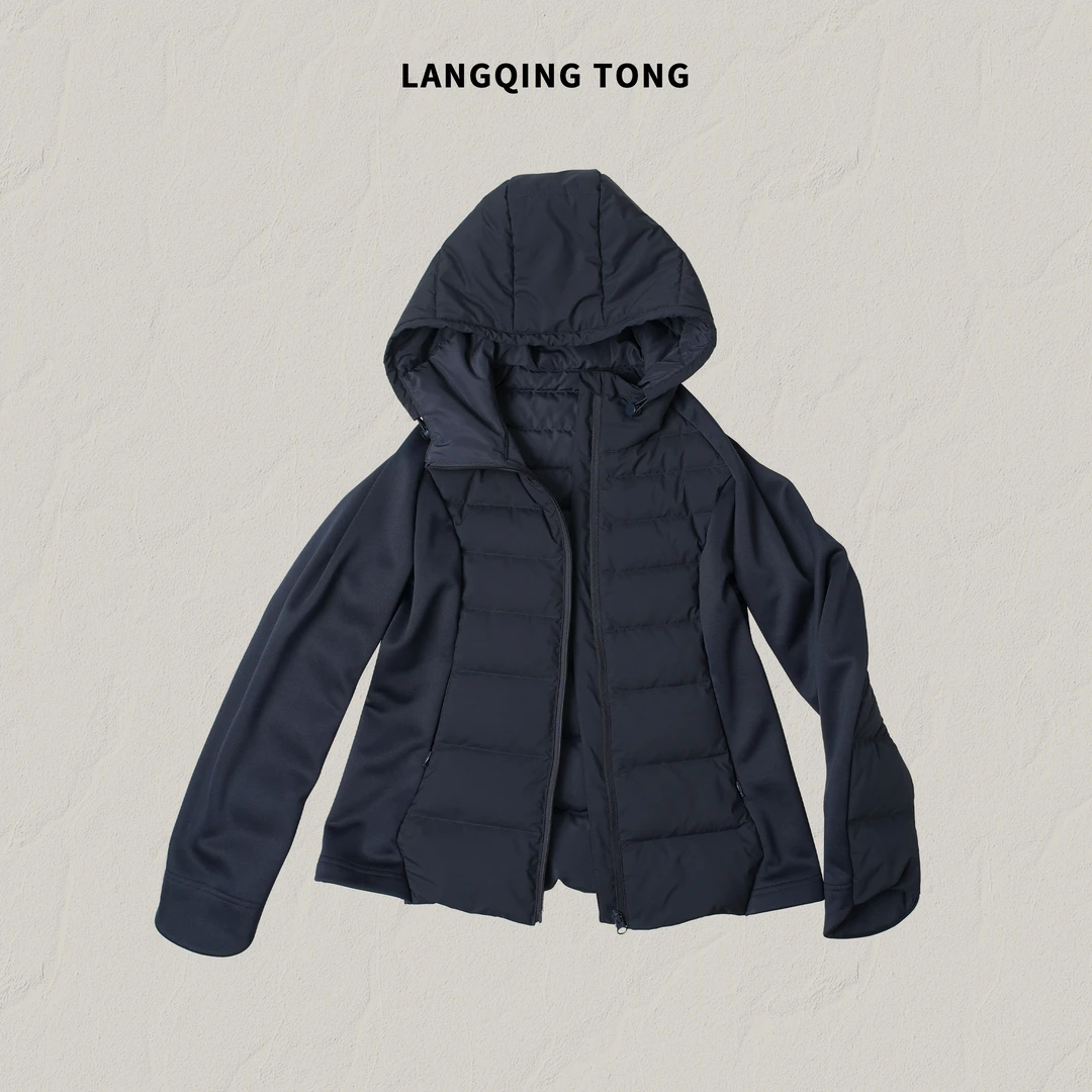 LANGQING 短款轻薄收腰显瘦连帽白鹅绒羽绒服47140#