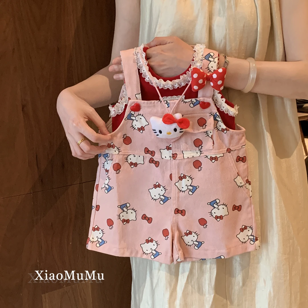 【现货】女童背带裤洋气套装2025新款小童女宝宝时髦可爱两件套