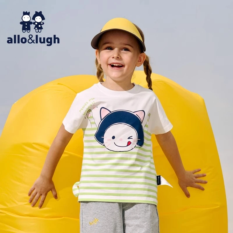 【美术馆】allolugh25年夏季女童凉感抑菌双效短袖印花T恤可爱