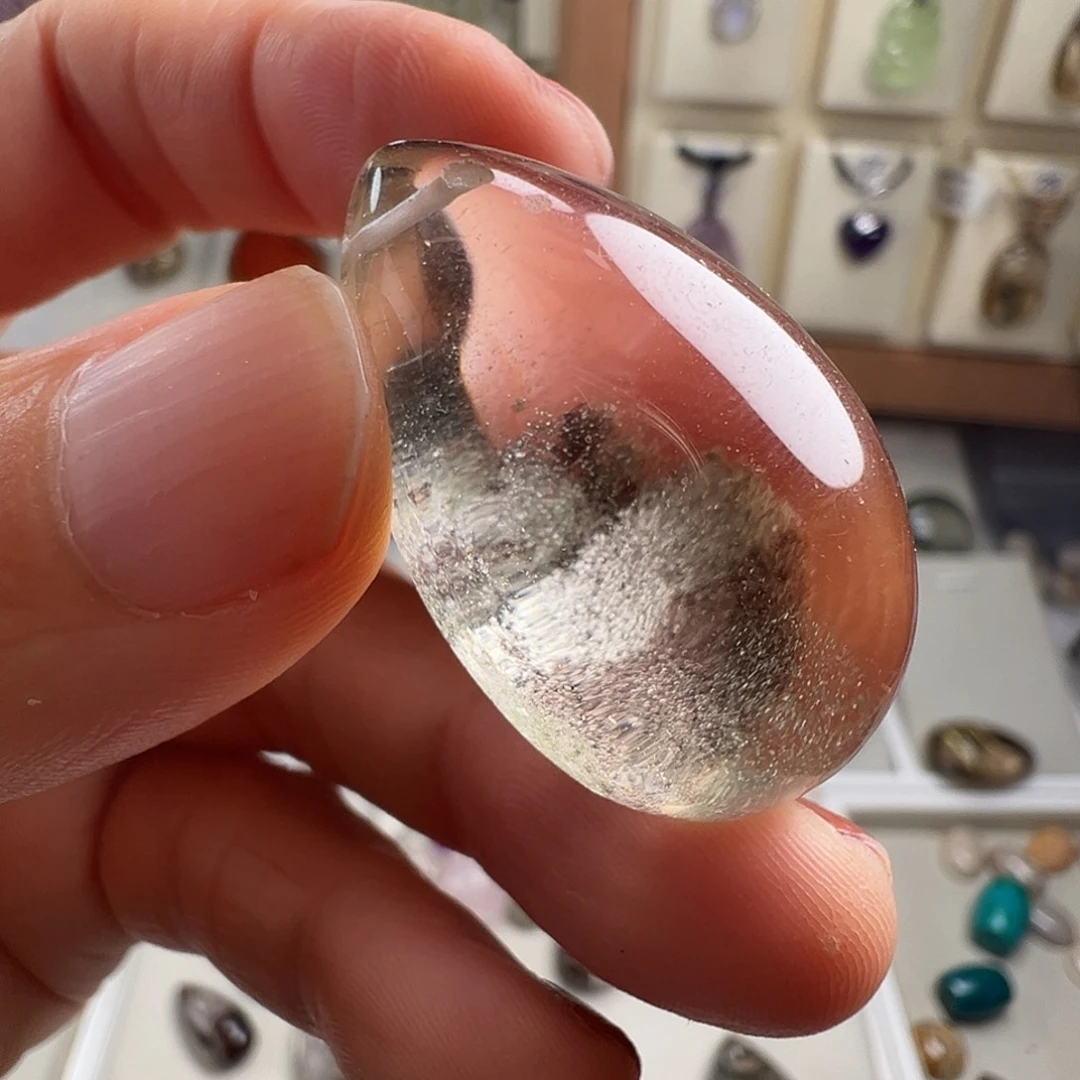 银S925镶嵌水晶颈饰天然幽灵水晶