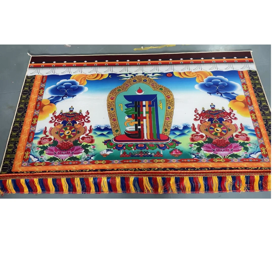 【新疆西藏包邮】1*1.8米民族风装饰背景布藏式挂画八吉祥彩色挂毯