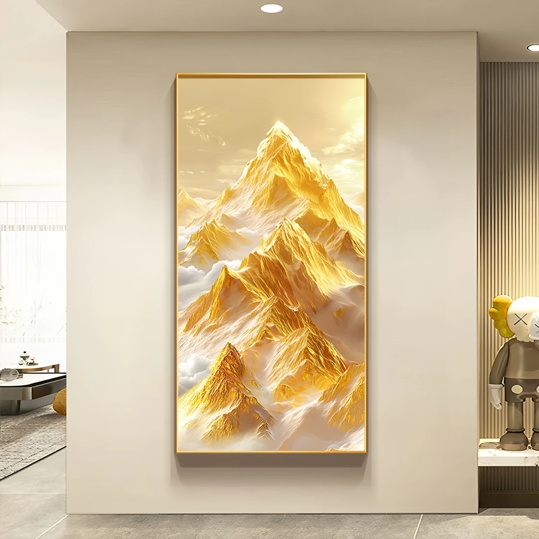 入户玄关装饰画山水画靠山图挂画日照金山2025新款客厅走廊过道画