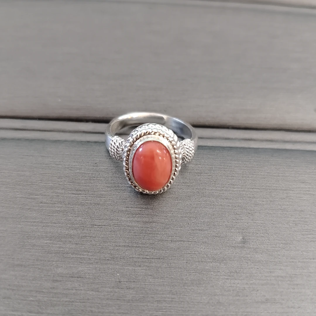 天然珊瑚戒指简单时尚百搭