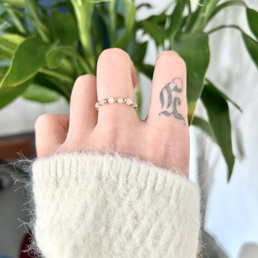 钛钢戒指 8699珠珠戒指弹力绳松紧网红简约食指环CD小众指环ins女