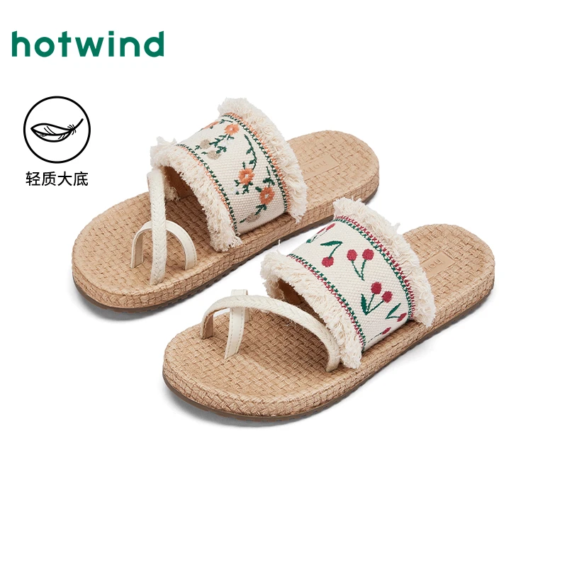 热风2025年夏季新款女士时尚拖鞋H62W25663