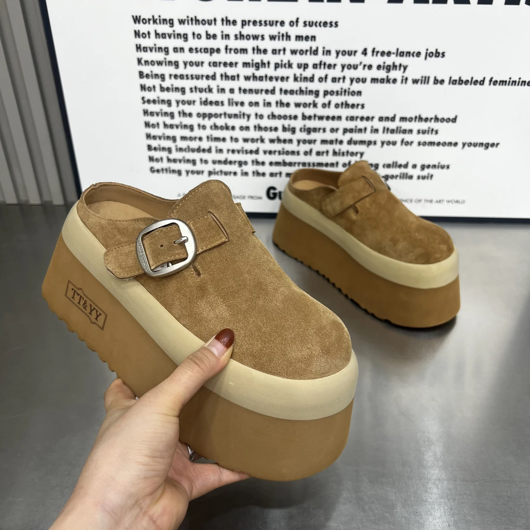 主播推荐2025年（厚底博肯）5100-3时尚半拖鞋舒适厚底增高博肯鞋