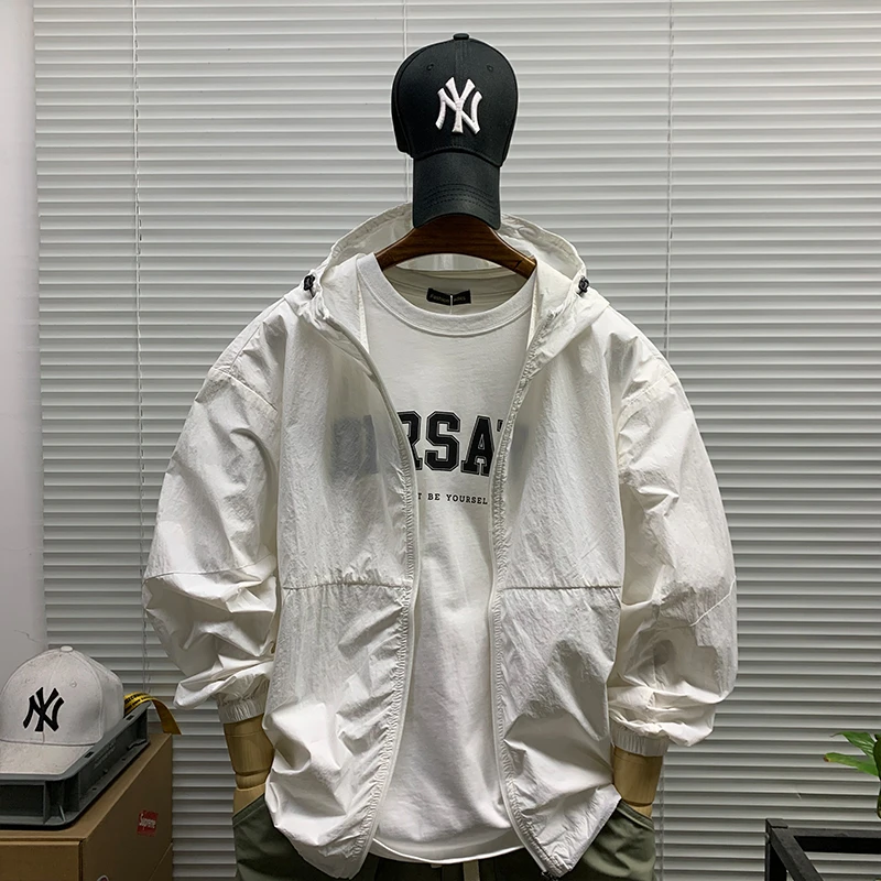 2025夏季新款连帽轻薄防晒衣外套男士休闲宽松潮牌运动百搭防晒服