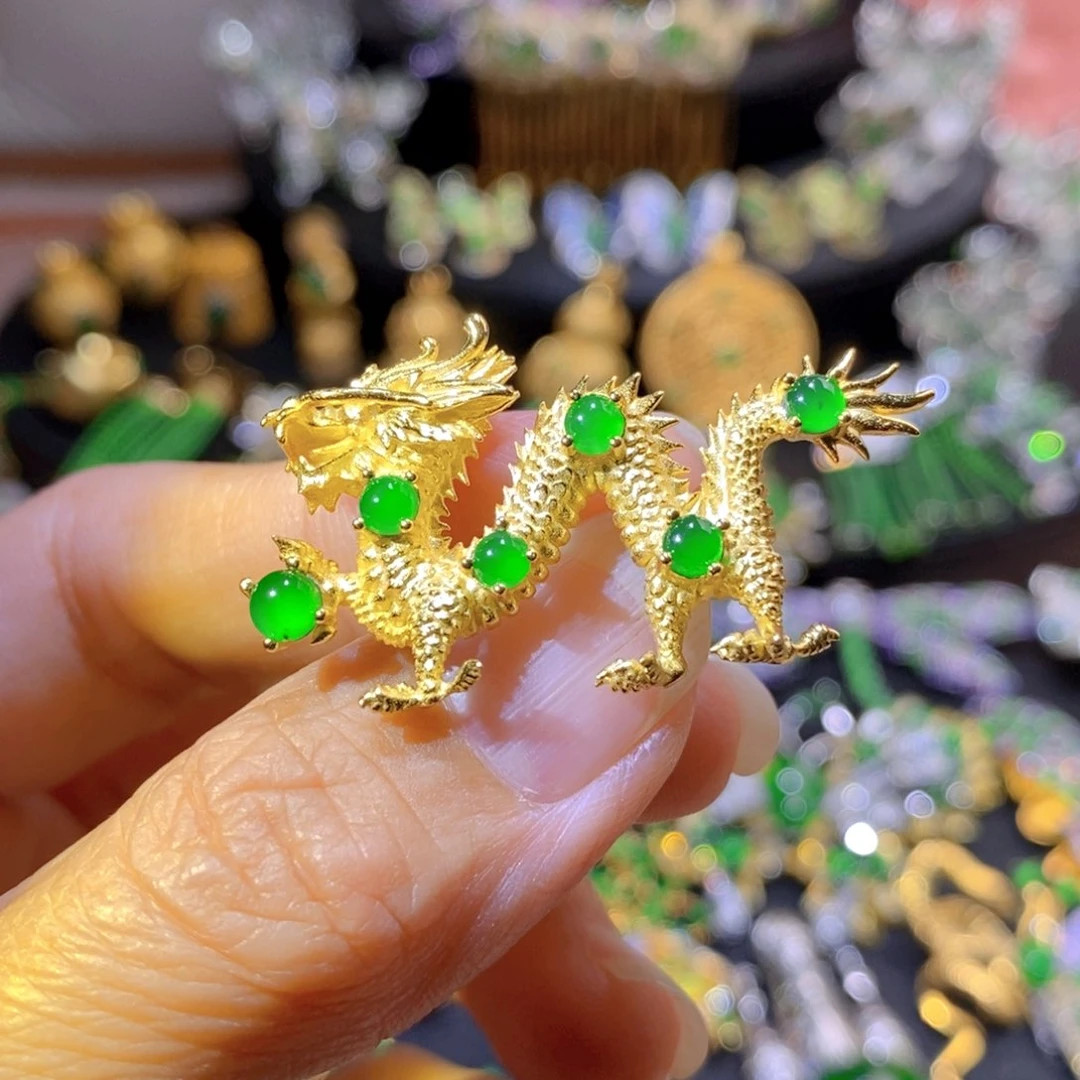 吊坠(不含链)银S925镶嵌翡翠