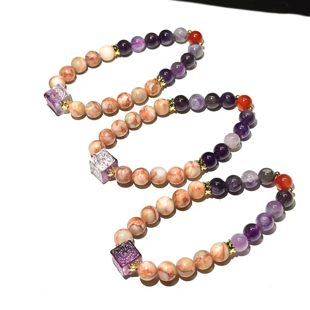 含辰砂工艺品【ZM】九紫离火DIY手串-约8mm（多样性发其一）