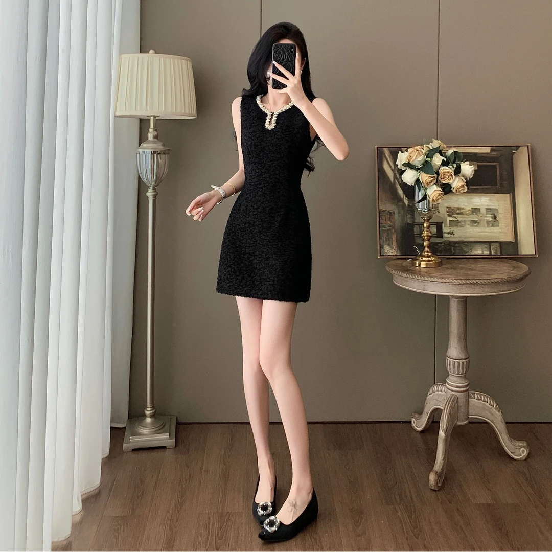 休闲套装女两件套时尚气质显瘦黑色复古小黑裙小众法式收腰减龄