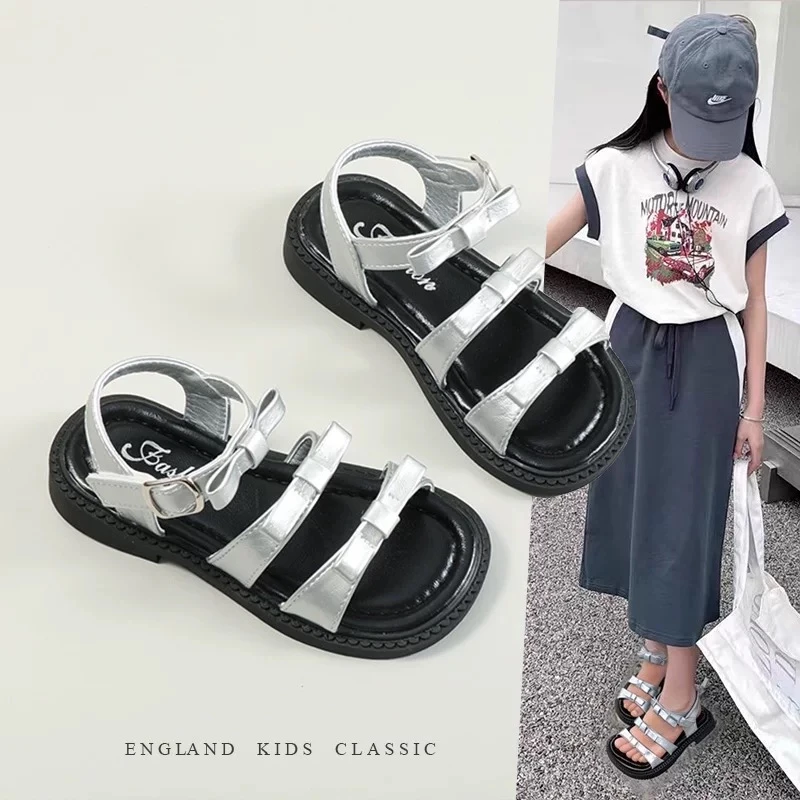 女童鞋子儿童公主凉鞋2025新款夏款夏季女孩沙滩软法式底罗马大童