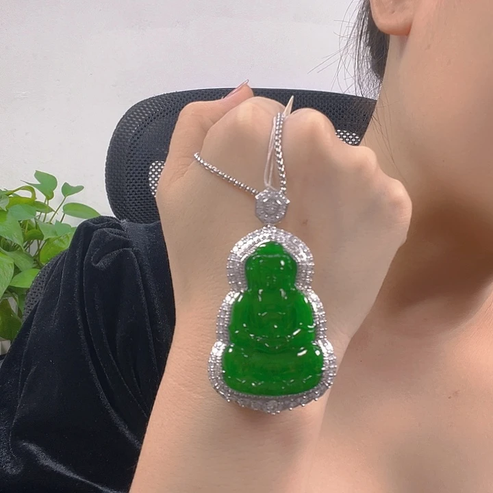 翡翠银S925镶嵌吊坠(不含链)