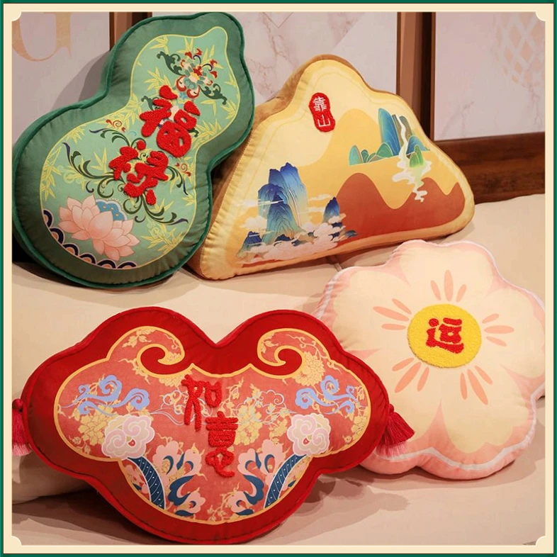 中国风喜庆抱枕SZML中式国潮红靠山沙发靠枕如意结婚抱枕好【巨石】