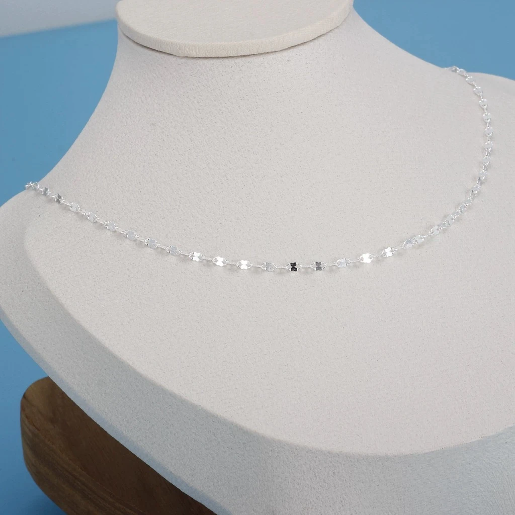 链子足银  足银扭嘴唇项链纯银裸链无吊坠素链