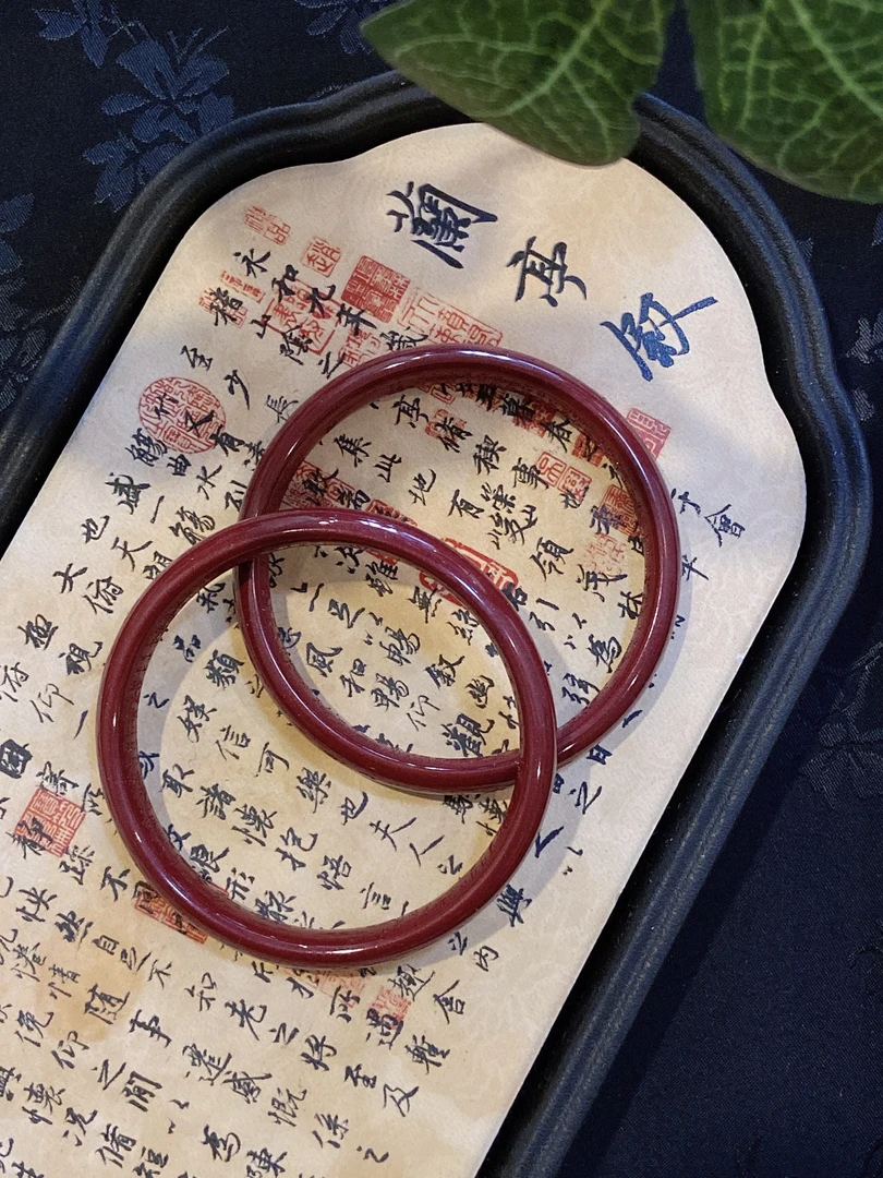 含辰砂工艺品b19 宽边紫金朱砂手镯