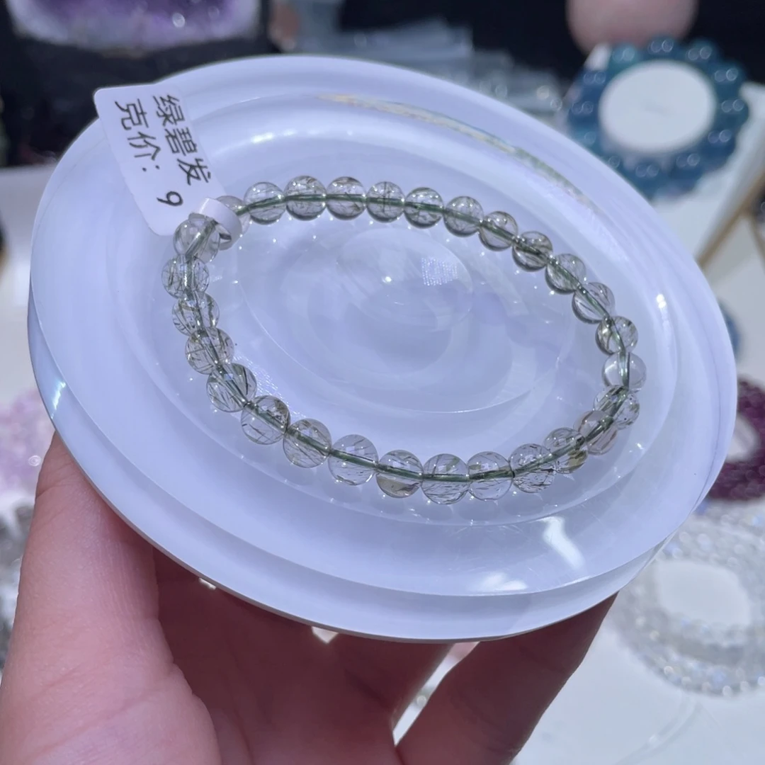 未镶嵌手链水晶玻璃体绿碧发6+