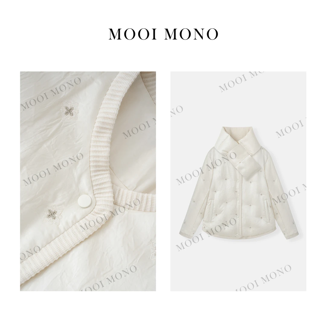 MOOI MONO"银河旷野"百搭显瘦精致绣花轻奢醋酸羽绒服 Y557T44