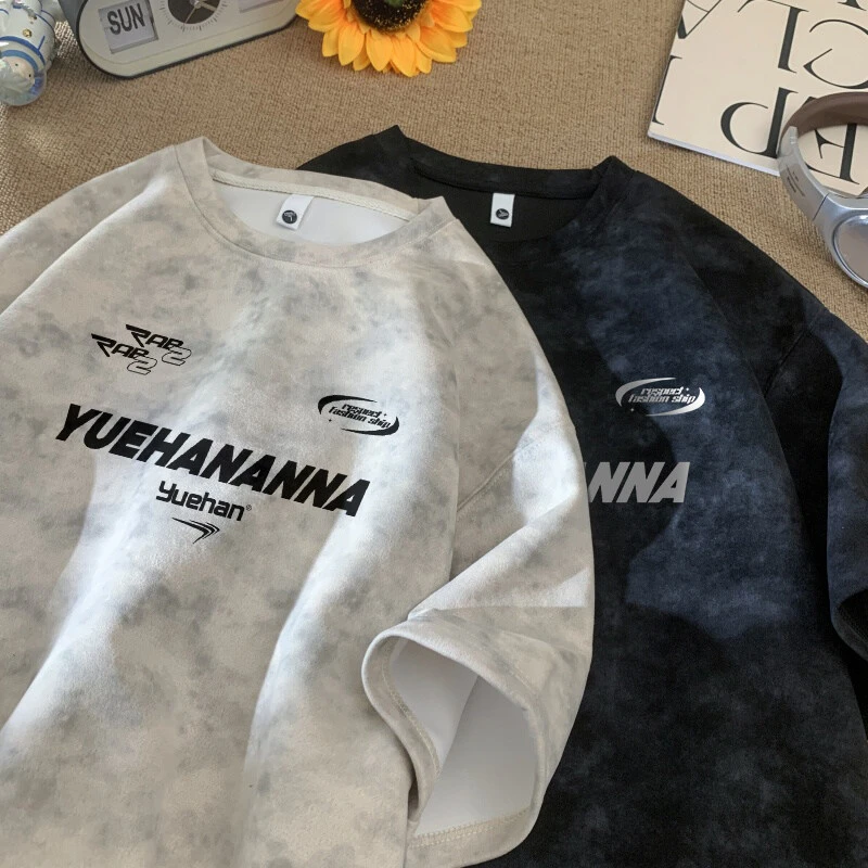 夏天潮流复古圆领简约百搭短袖T恤夏季美式休闲男宽松百搭大码