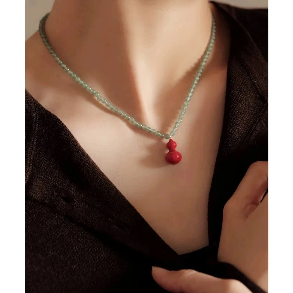 钛钢项链 手工气质轻奢百搭复古法式小众镶嵌项链QC3195