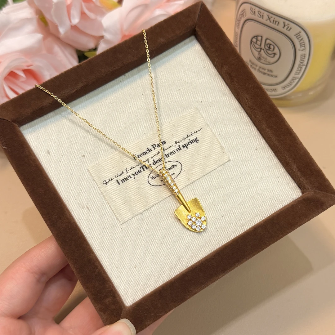 铜合金项链 B441时尚百搭金色铲子吊坠项链