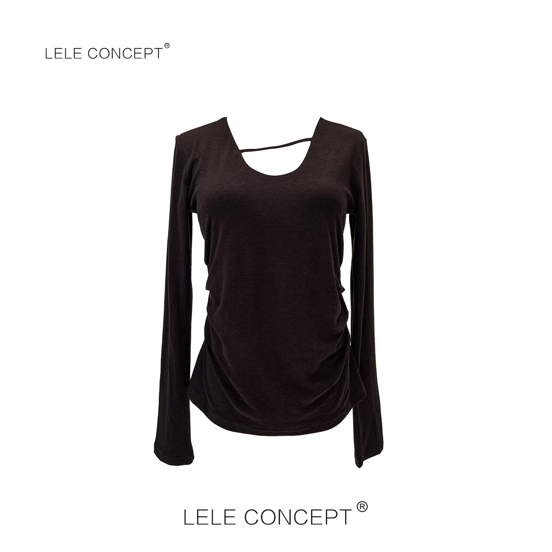 LELE CONCEPT |「夭夭」腰褶皱一根带上衣优雅性感女人风S0600