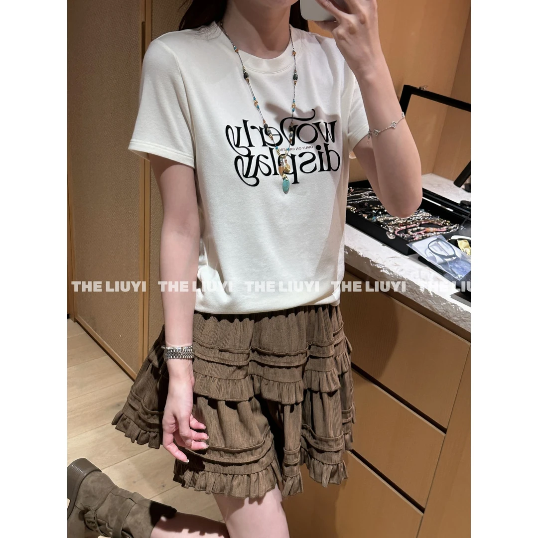 【LIUYI】百搭字母印花短袖T恤5824A6