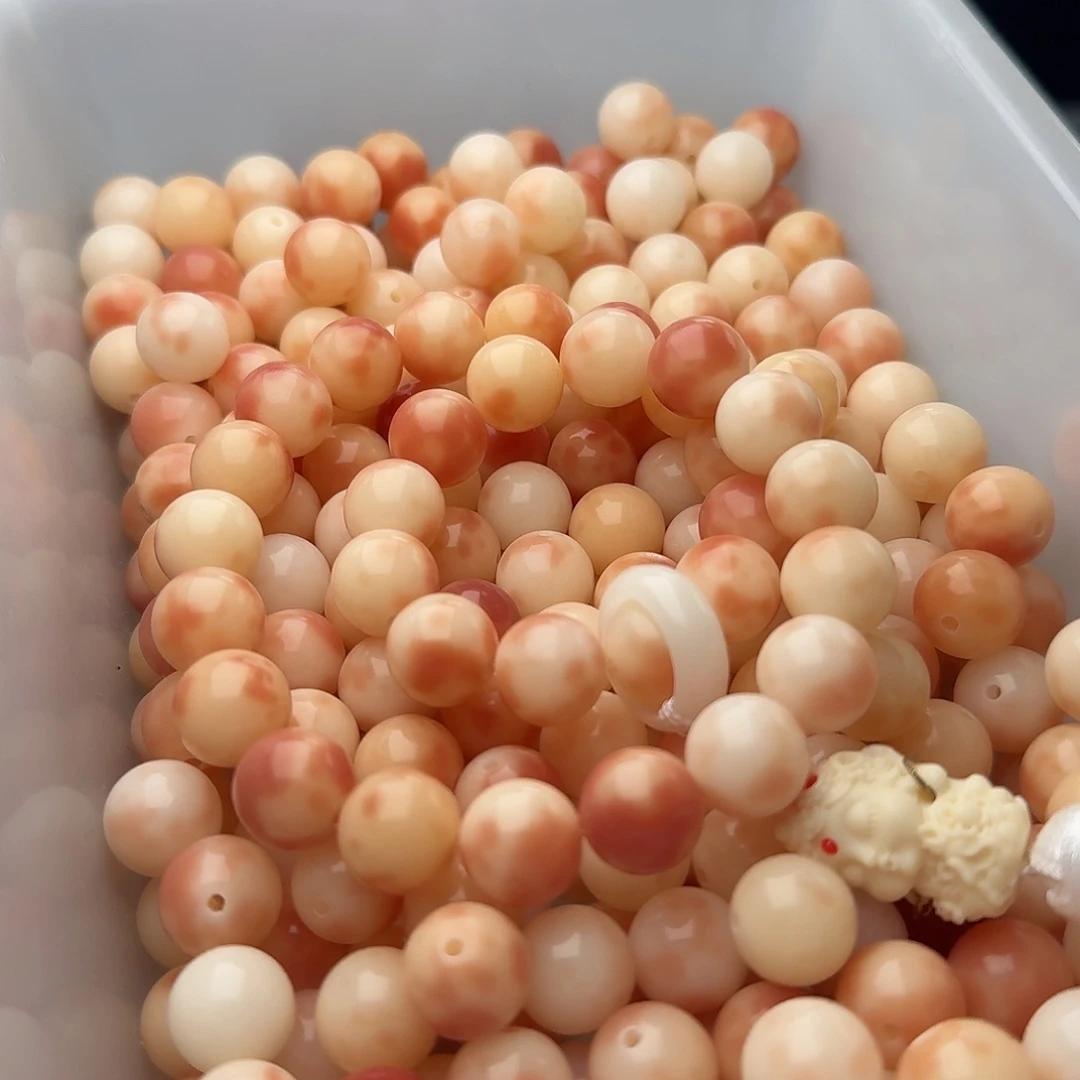 吊坠菩提根/象牙果50 颗粉花皮 12 圆