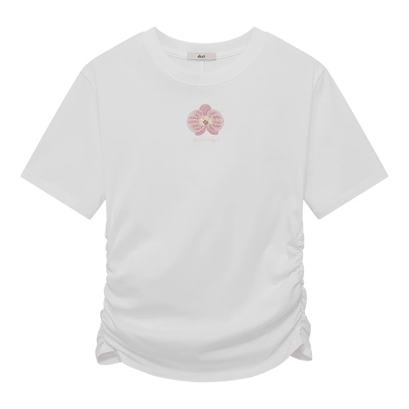 【商场同款新品】dzzit地素短袖T恤25夏扭结设计正肩上衣女3J2B341