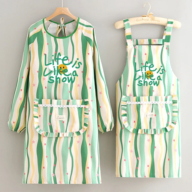 防污耐磨帆布罩衣成人外穿可爱长袖围裙家用厨房做饭工作服定制女