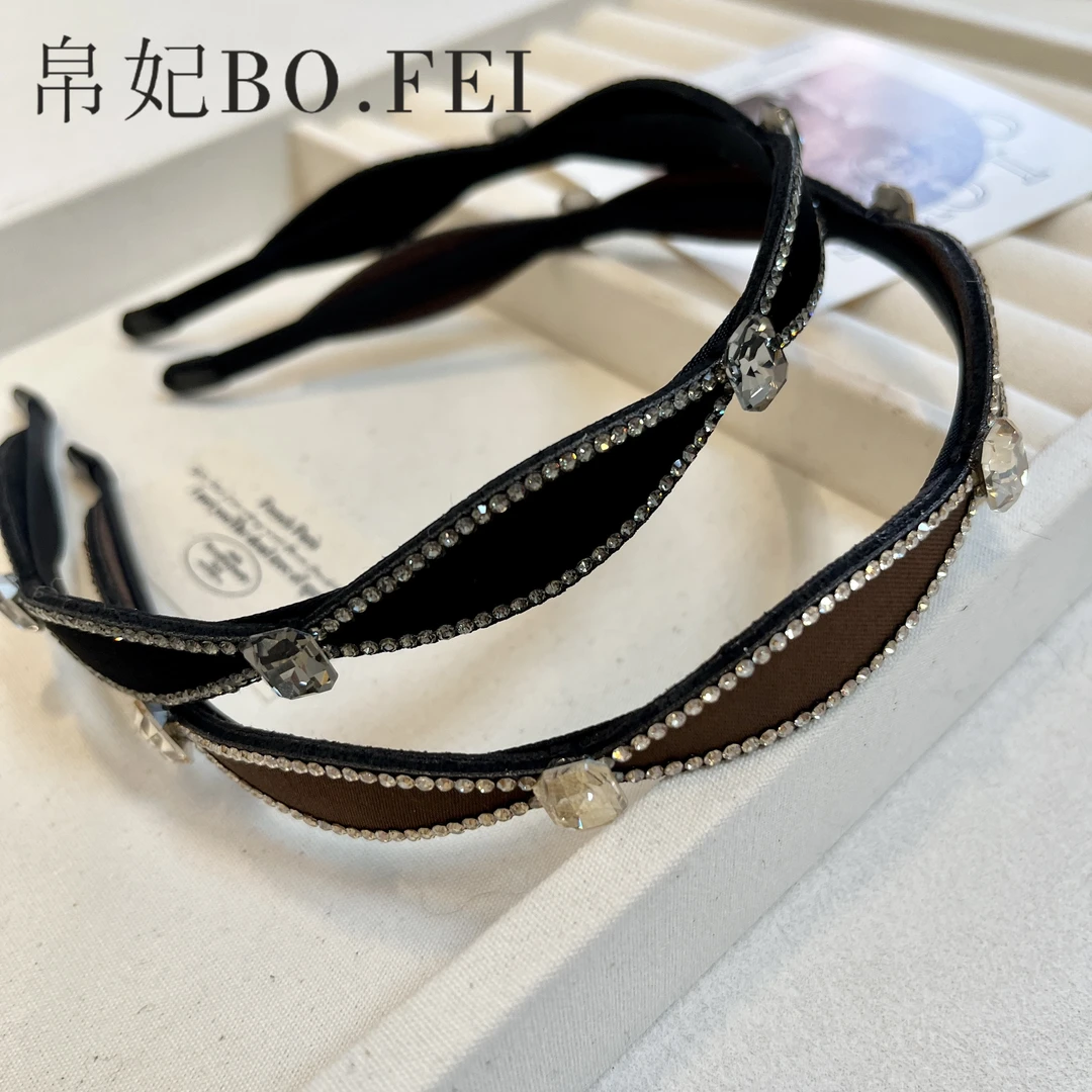 帛妃轻奢立体满钻精致高级感防滑窄边多功能发箍