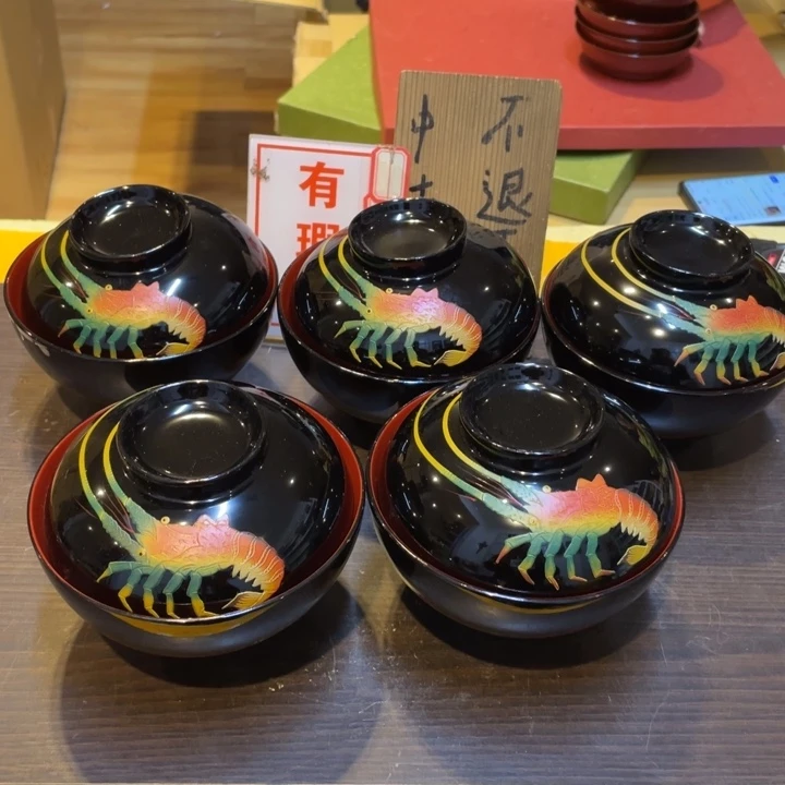 木粉树脂胎盖碗五套微瑕