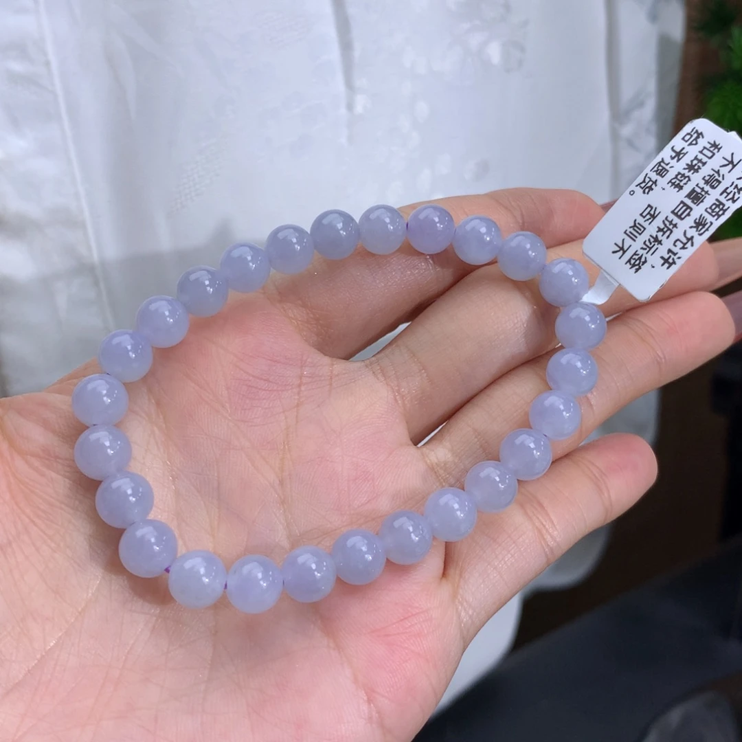 翡翠手链未镶嵌卡7胶润紫手串
