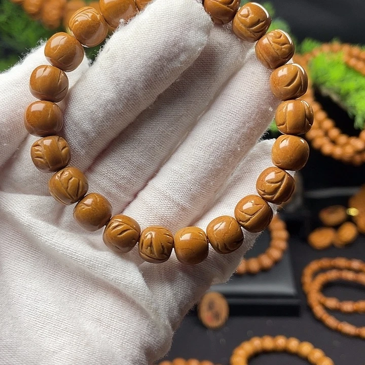 涛***旧桃核吊坠秦岭龙纹桃核