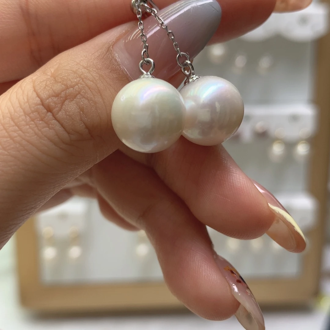 银S925镶嵌淡水珍珠耳饰