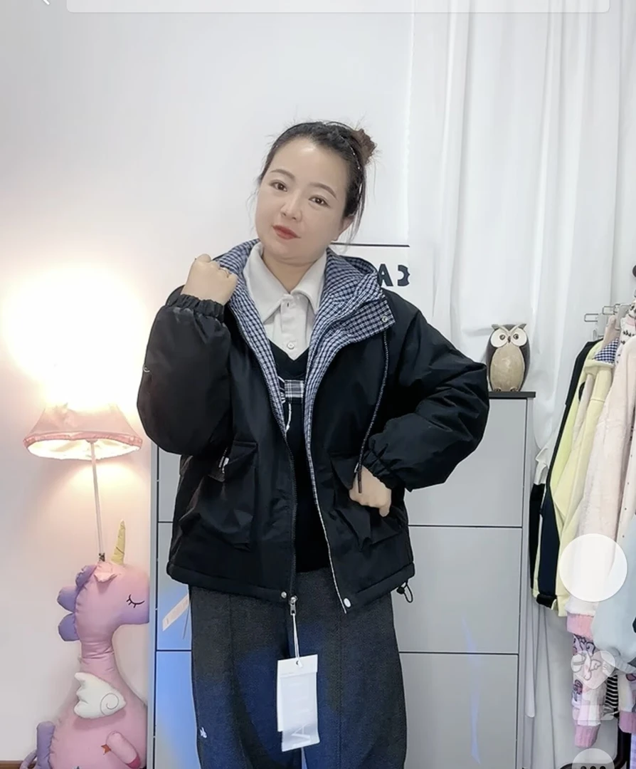 一米五以上儿童学生宽松夹棉加绒甩帽外套