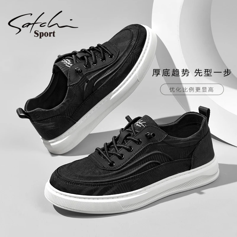 沙驰男士时尚透气休闲板鞋2025春秋新款冰丝布鞋免系带懒人帆布鞋