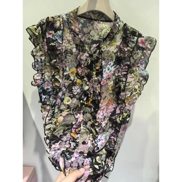 617-2025年夏季新款时尚设计感木耳花边显瘦百搭爆款上衣