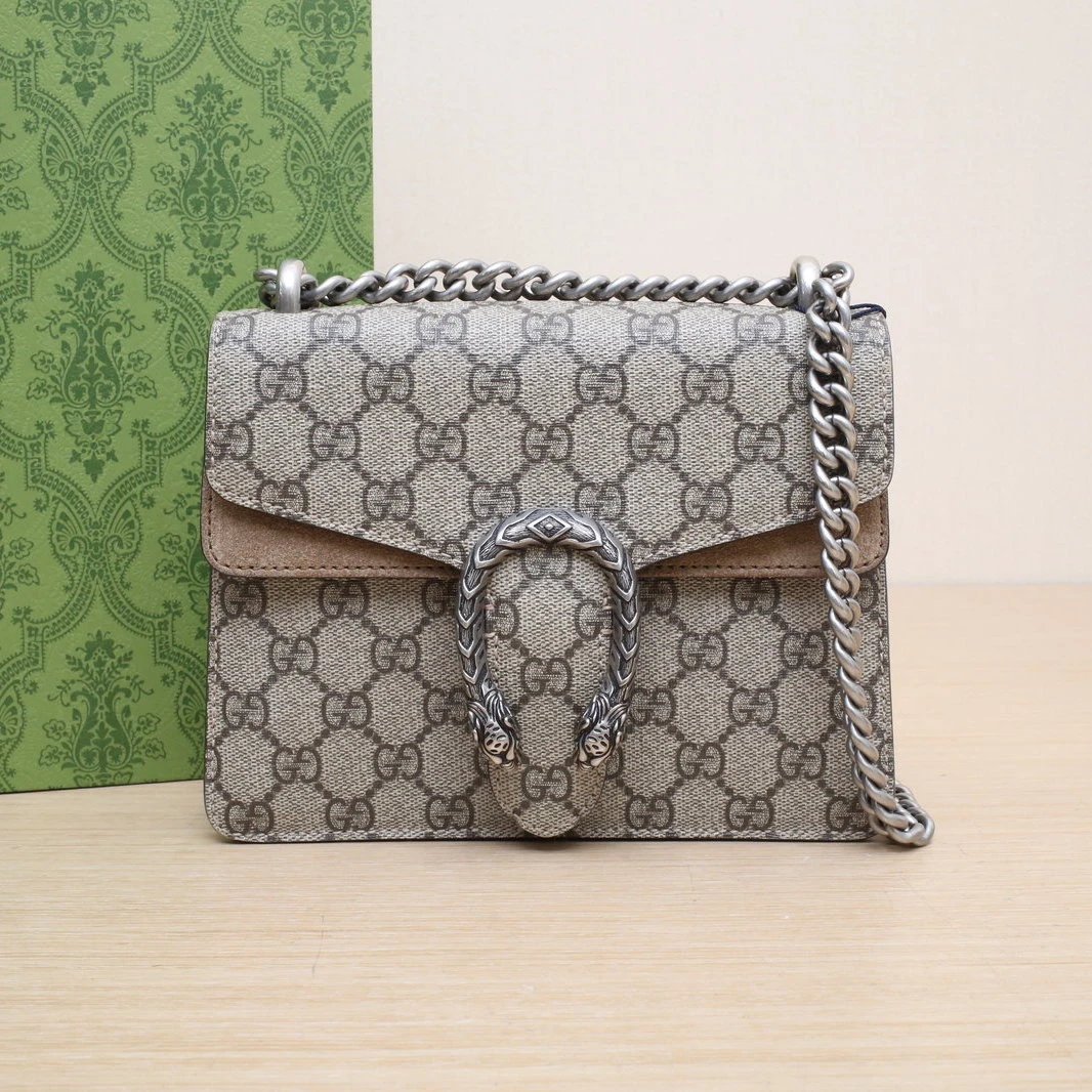 95新 GUCCI/古驰 【娇】酒神 高版 小号 帆布 银扣400758