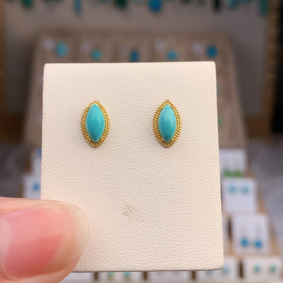 银S925镶嵌绿松石耳饰