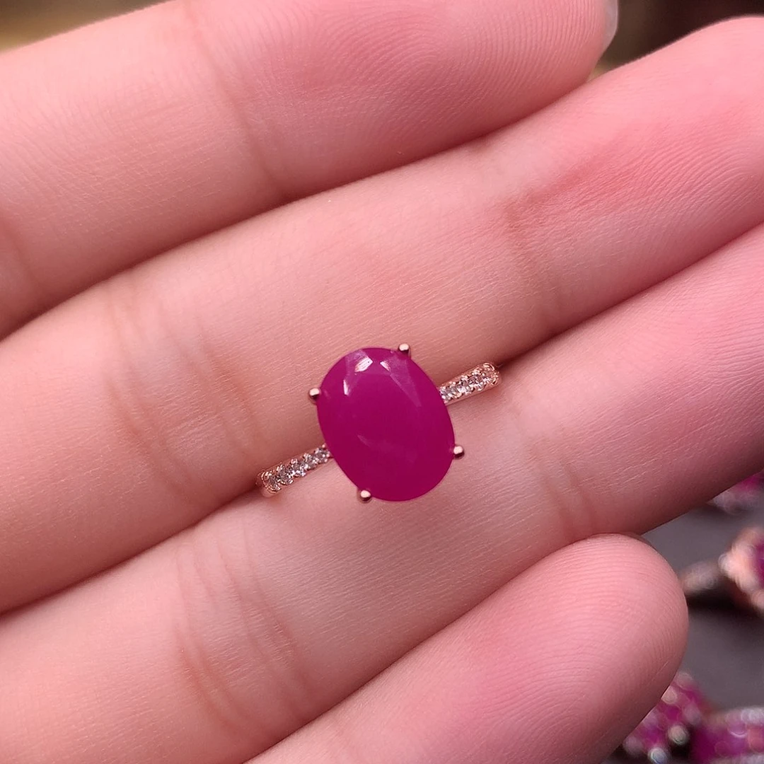 红宝石戒指银S925镶嵌