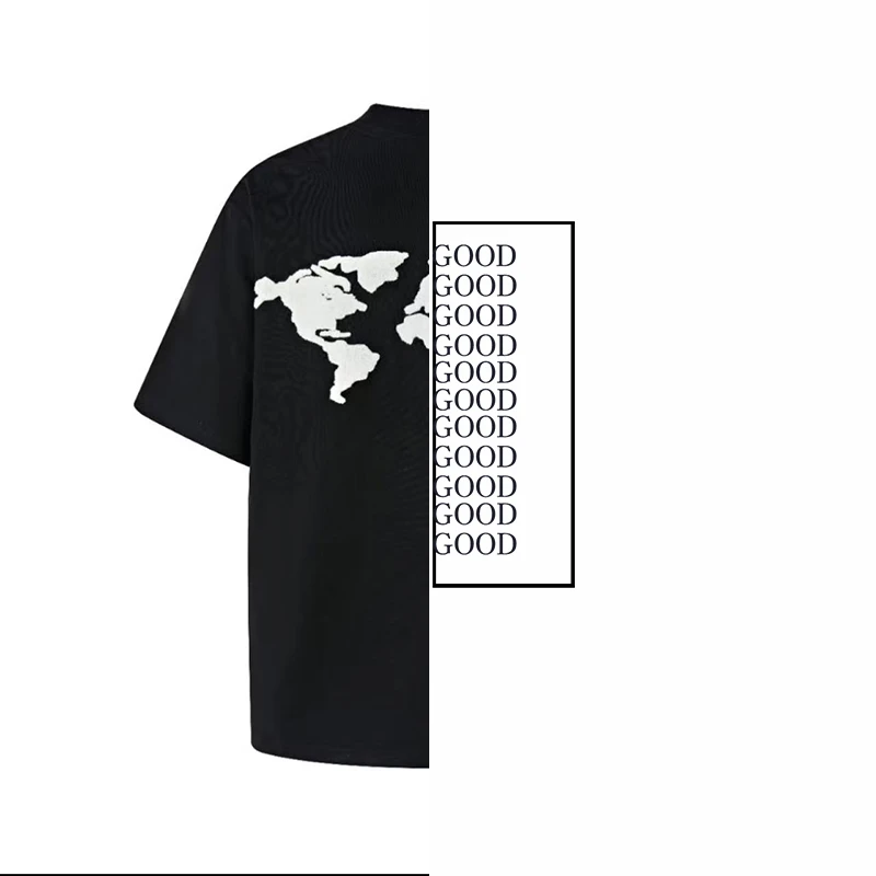 【男女情侣款】G025SS毛巾刺绣地球提花重工时尚休闲T