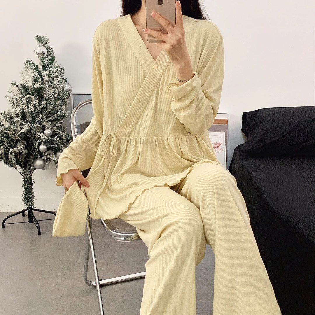 新款带胸垫【莫代尔棉】超薄超透气吸汗宽松产前产后哺乳月子服套装