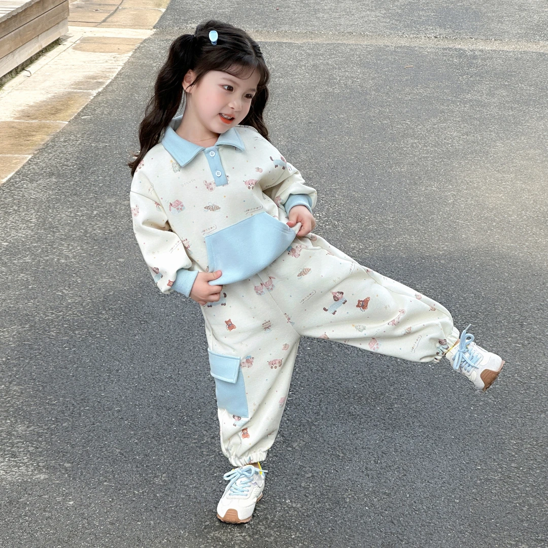 女童秋装套装2025新款3-6岁幼儿园潮款小童女宝春秋季洋气两件套