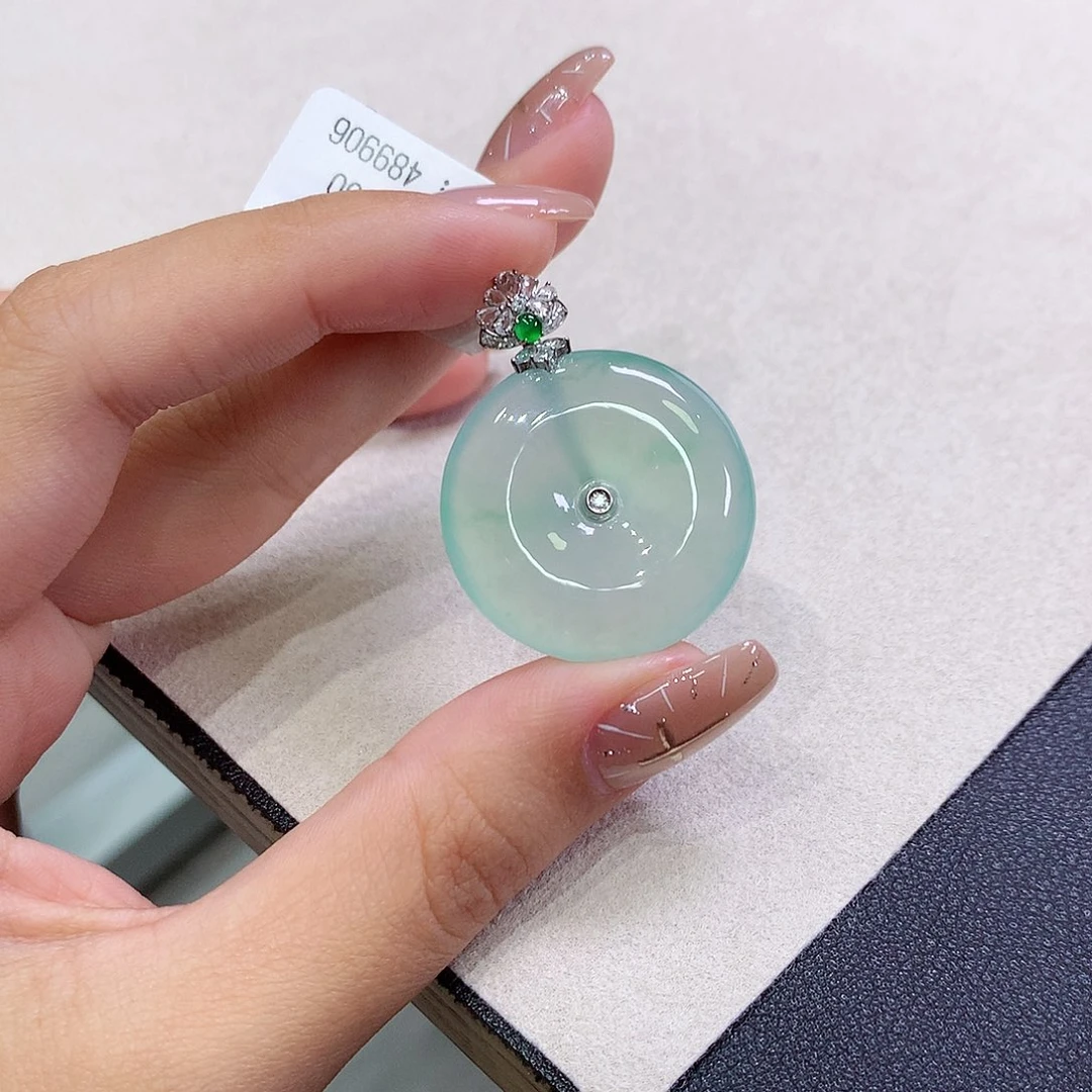 翡翠18K金镶嵌吊坠(不含链)26.8-5.7