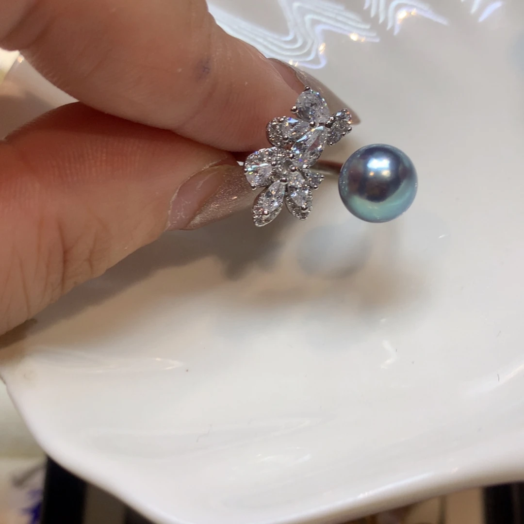 海水珍珠戒指银S925镶嵌