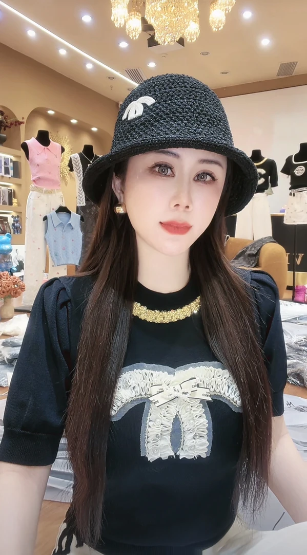 婷子-VIP家•定制高货黑色大香针织短袖(8-756)