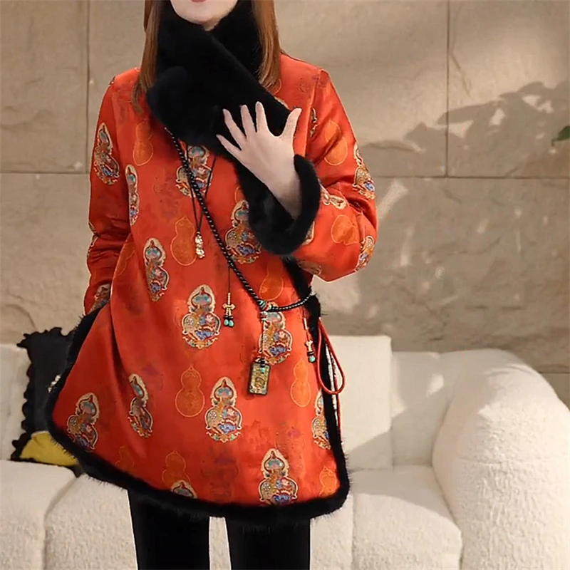 冬季新中式国风加绒加厚棉衣外套女时尚气质百搭复古网红上衣棉服