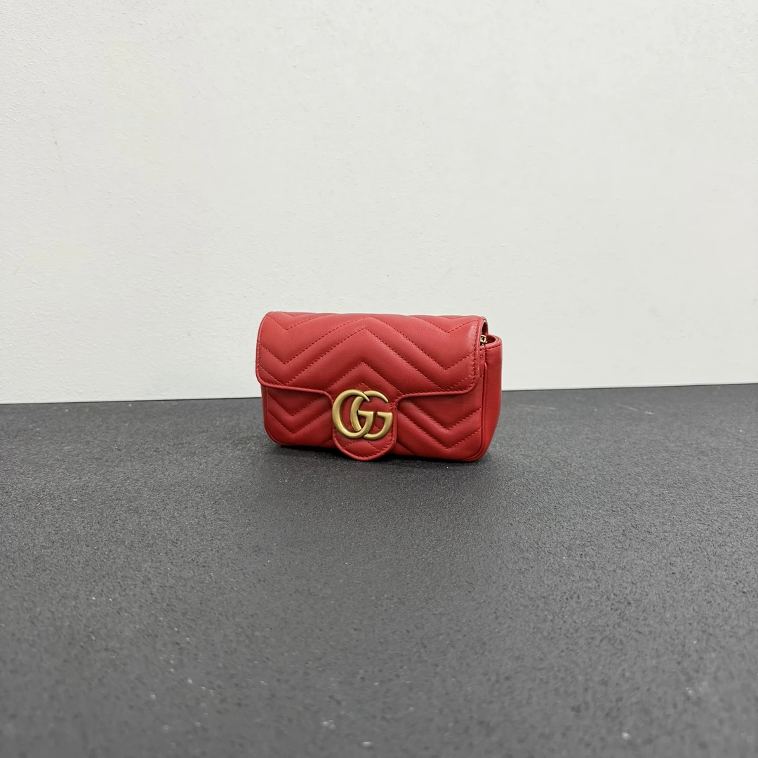 99新 GUCCI/古驰 壹所奢品GUCCI 马蒙mini 红金 单肩斜挎包
